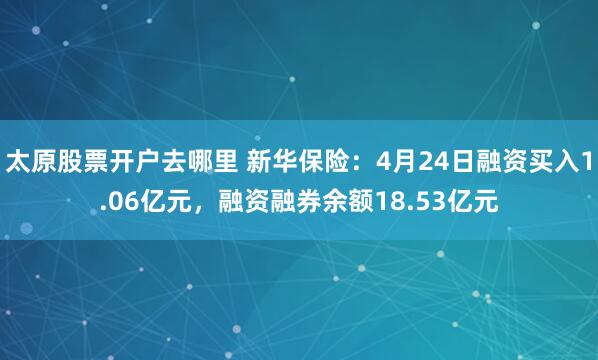 太原股票开户去哪里 新华保险：4月24日融资买入1.06亿元，融资融券余额18.53亿元