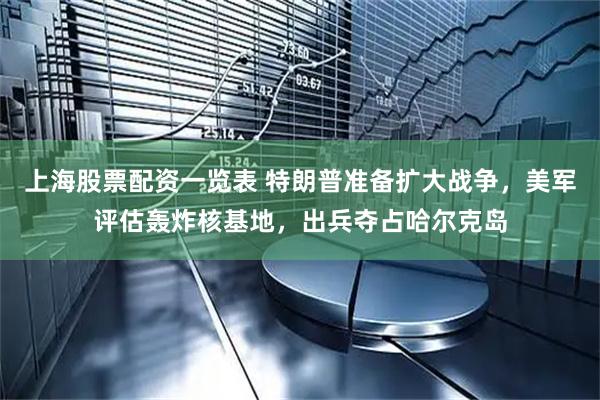 上海股票配资一览表 特朗普准备扩大战争，美军评估轰炸核基地，出兵夺占哈尔克岛